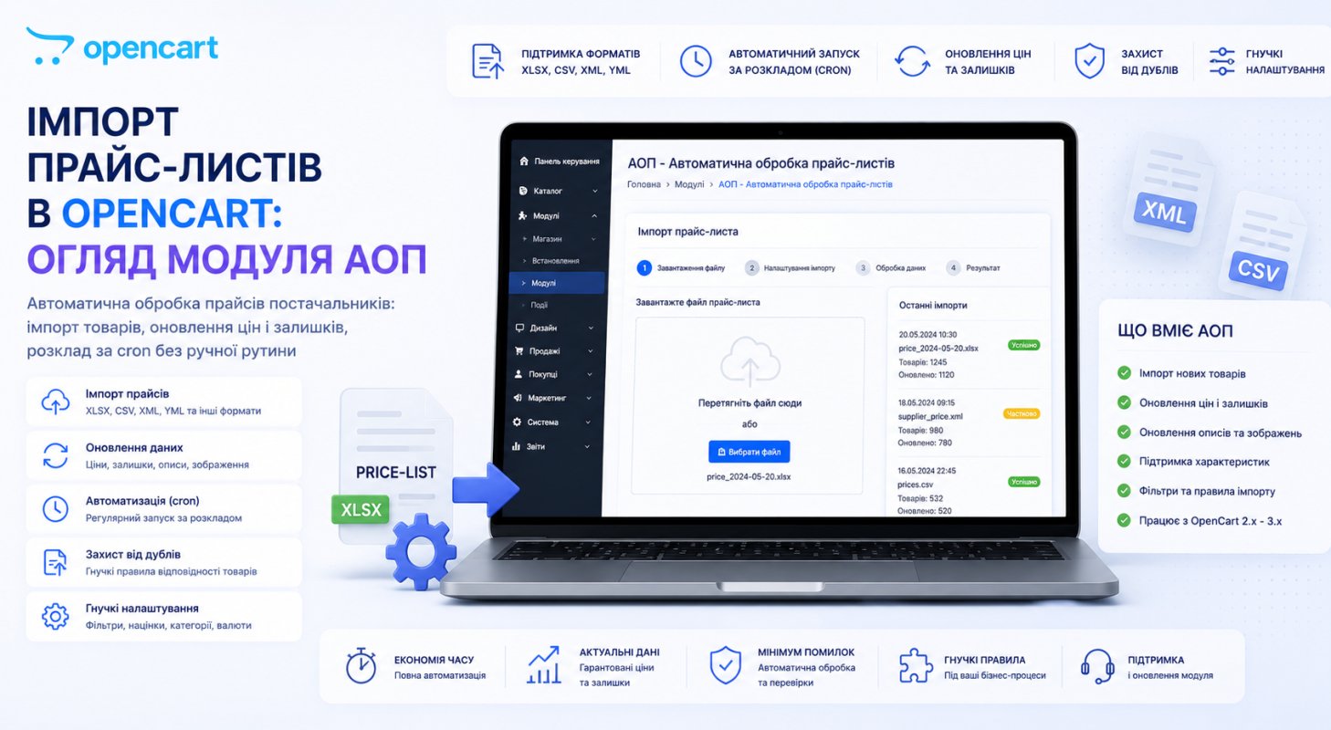 Import of price lists in OpenCart: overview of the AOP module