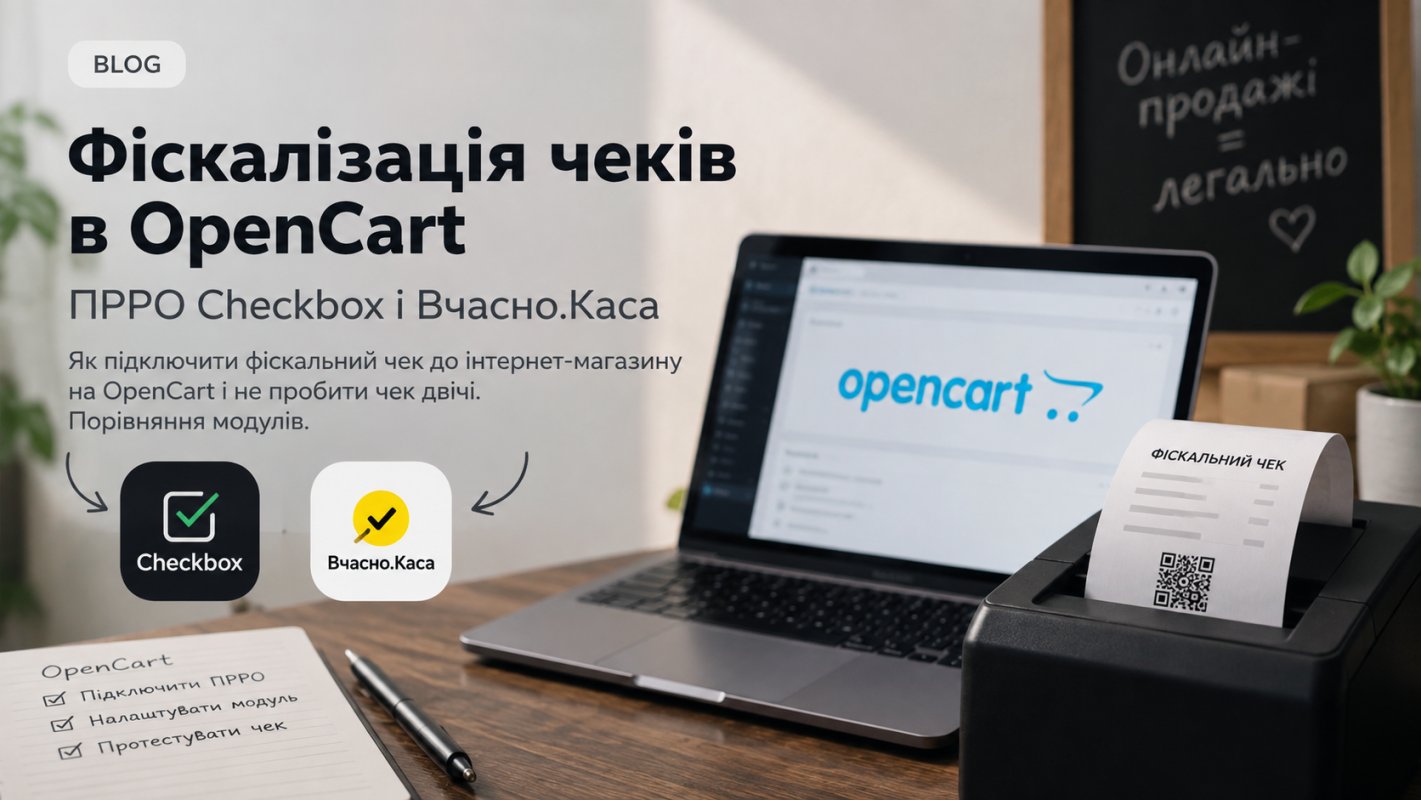Фіскалізація чеків в OpenCart: ПРРО Checkbox і Вчасно.Каса