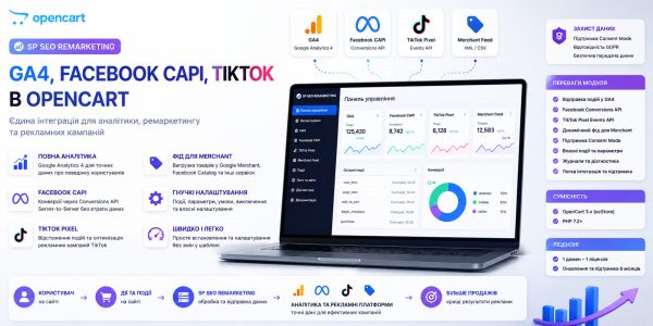GA4, Facebook CAPI, TikTok в OpenCart: огляд SP SEO Remarketing