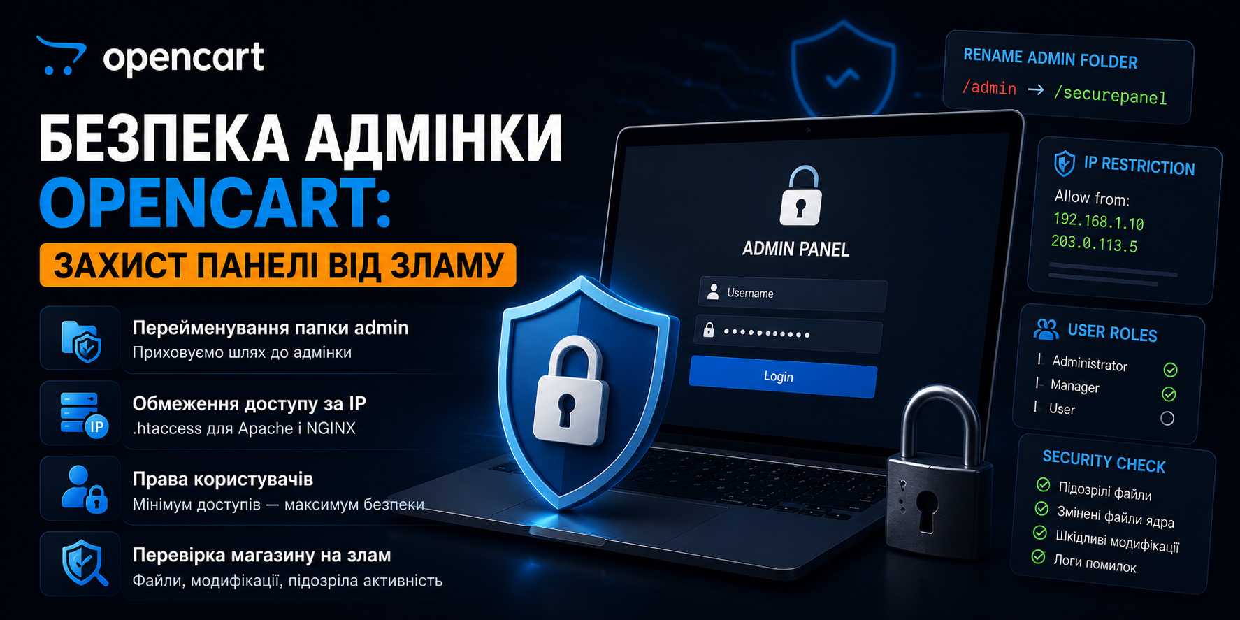 Безпека адмінки OpenCart: захист панелі від зламу