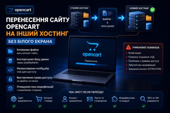 Перенесення сайту OpenCart на інший хостинг: інструкція