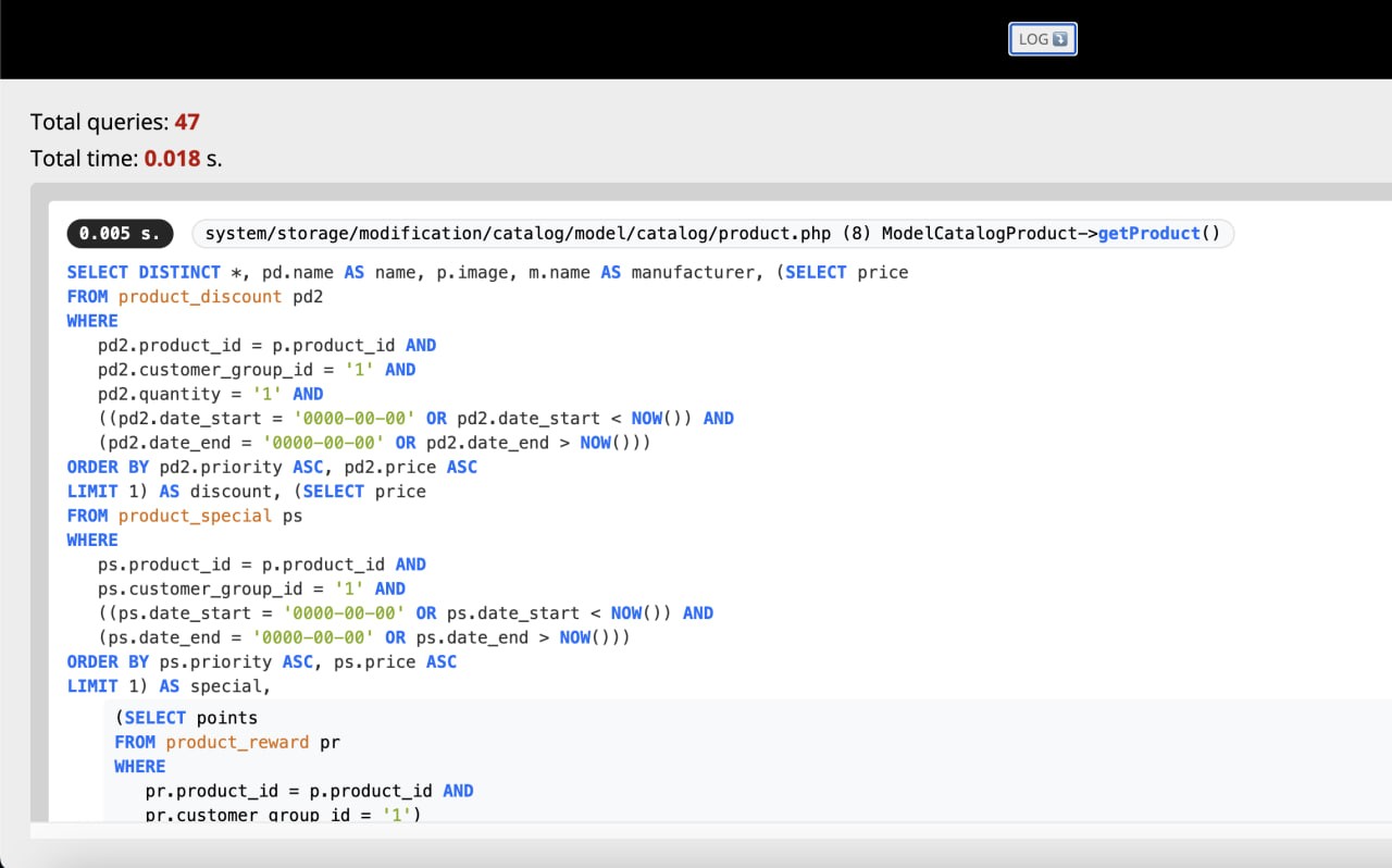 SQL Query Log in Footer - 2