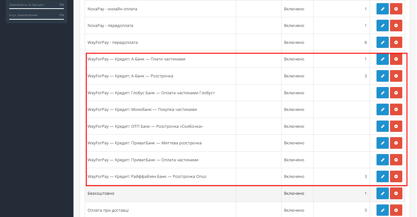 WayForPay API Credit - модуль кредитів, оплати частинами українських банків для OpenCart - 13