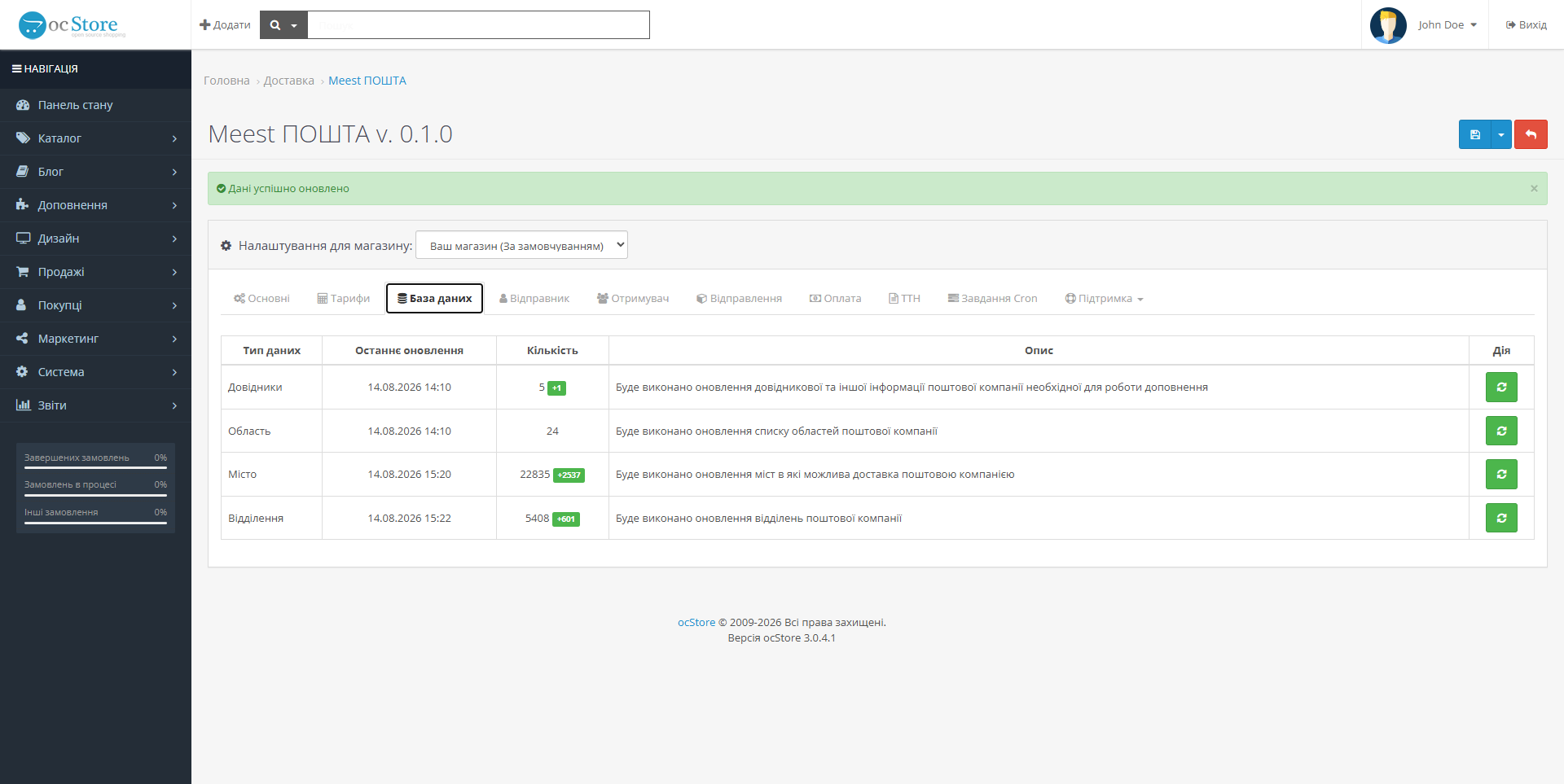 "Meest POSHTA" — delivery module for OpenCart - 7
