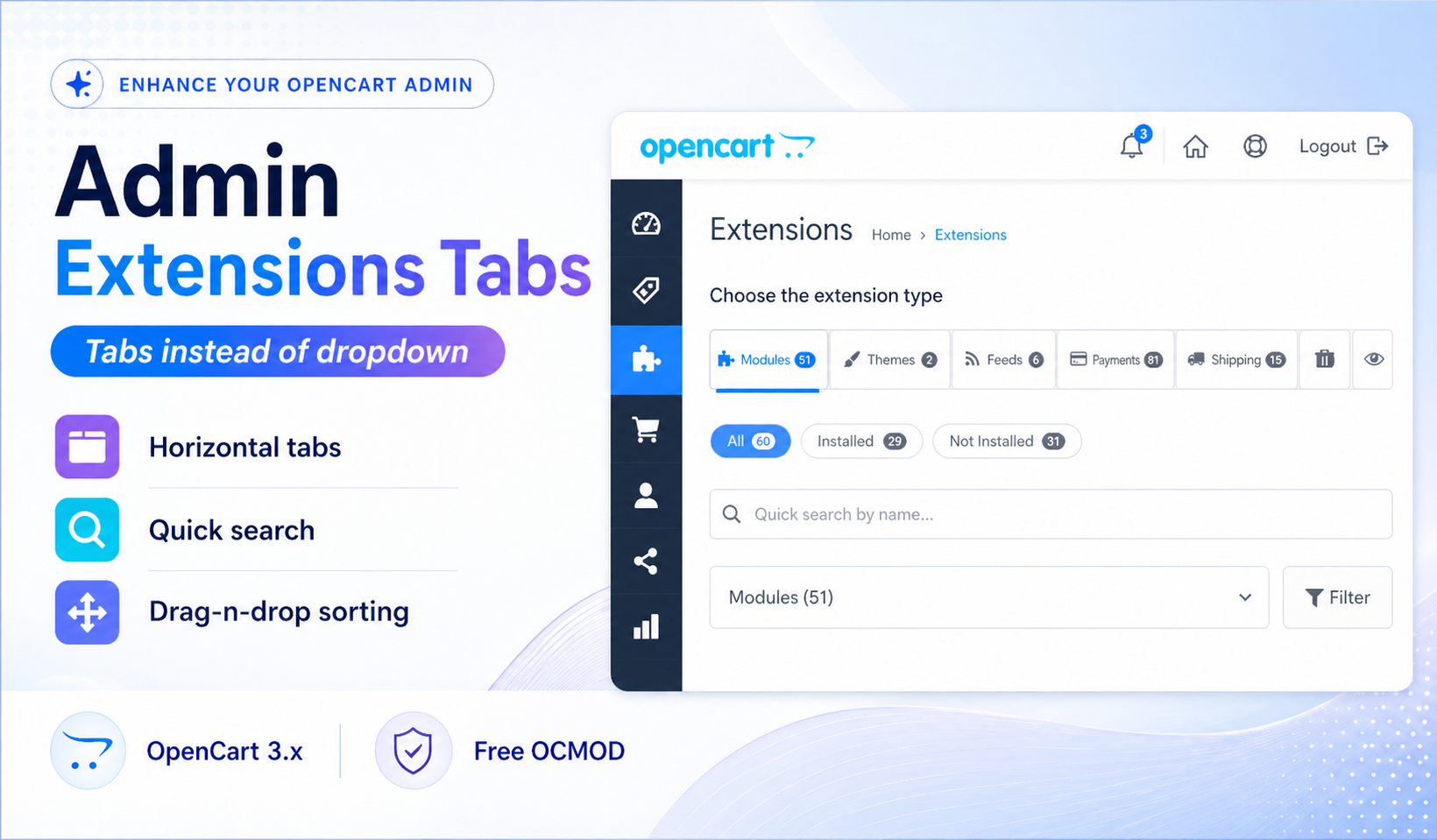 Admin Extensions Tabs — таби замість випадаючого списку - 5