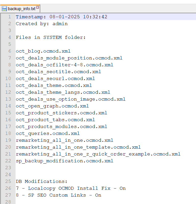 SP Backup Modification - 2