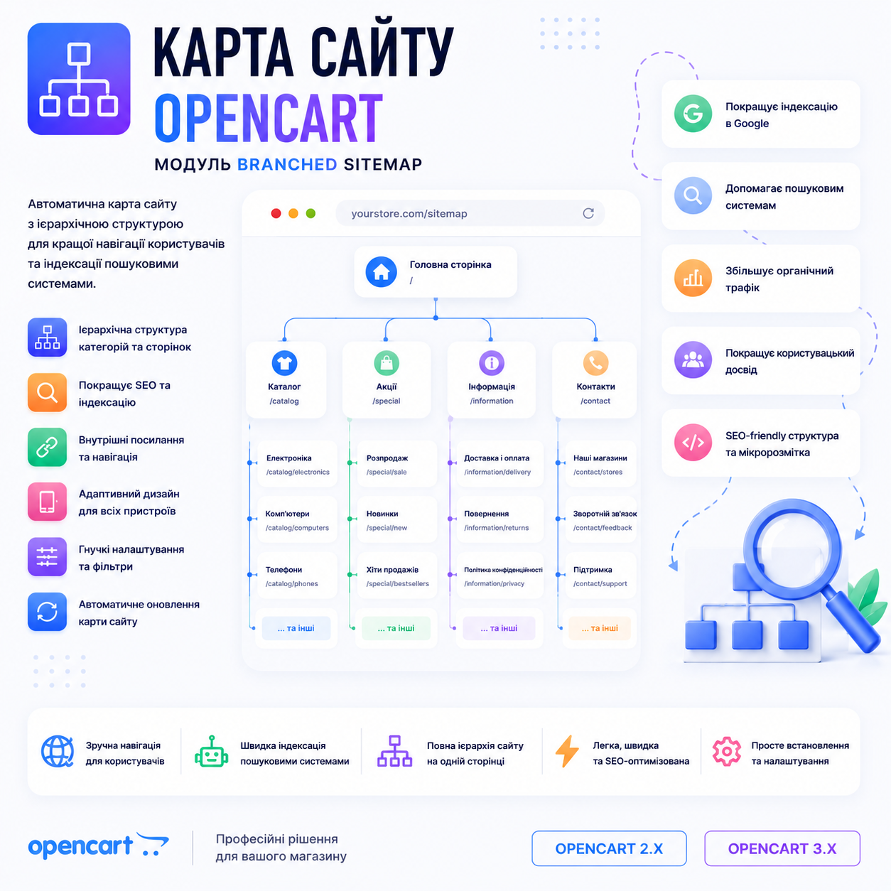 Карта сайту OpenCart — модуль Branched Sitemap