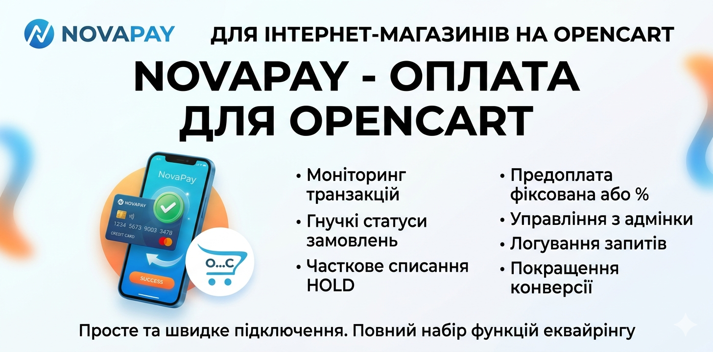 NovaPay - payment for Opencart 3.x, 2.x + prepayment module