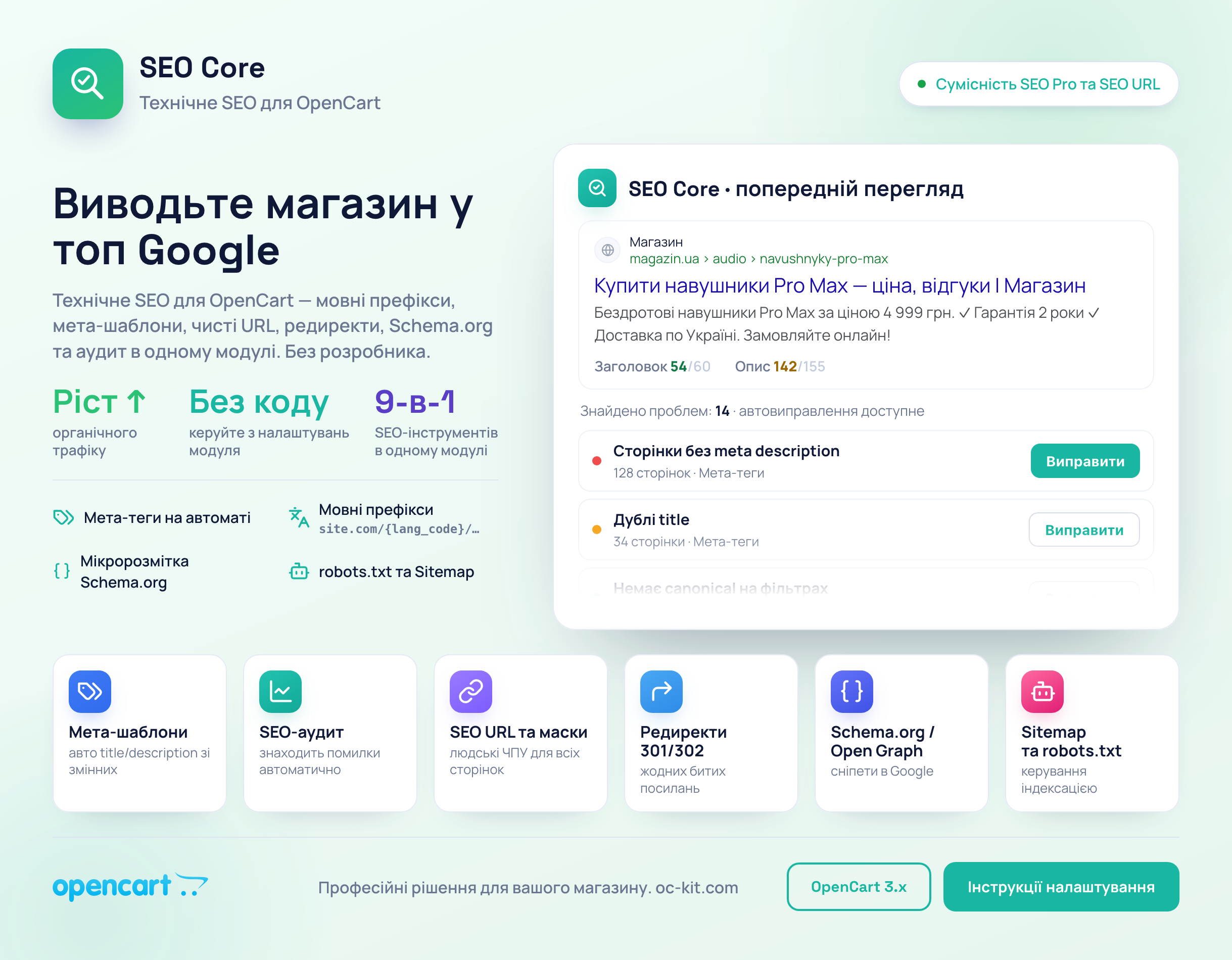 SEO Core - комплексне seo рішення для opencart магазину