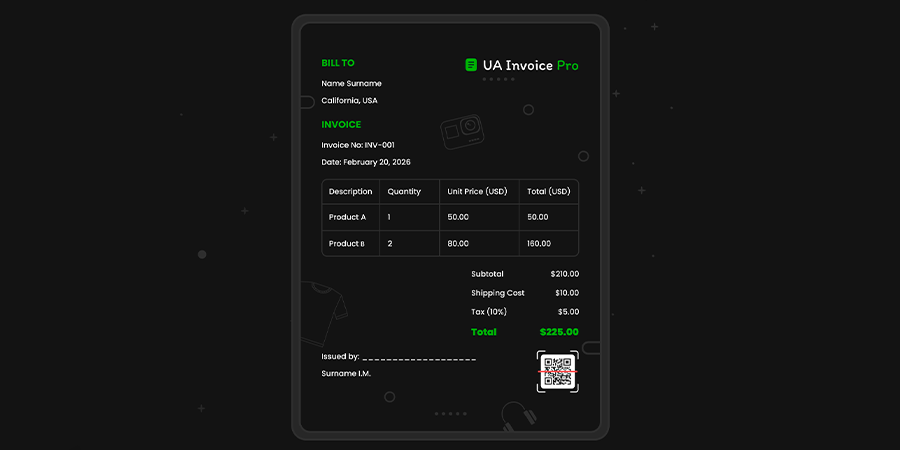 UA Invoice Pro Рахунок-фактура та Видаткова накладна (Мульти-ФОП + QR)